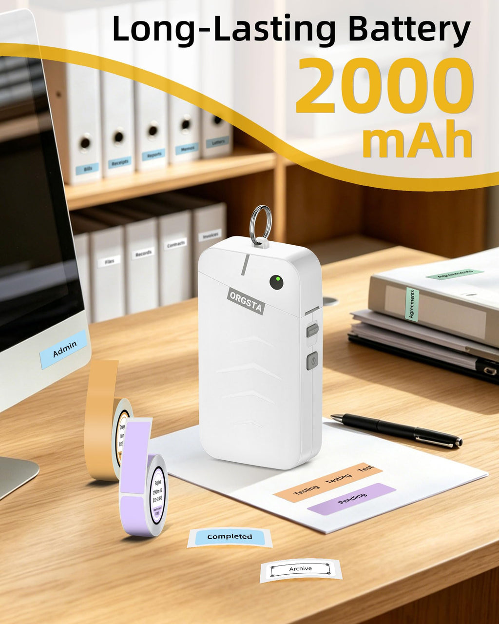 ORGSTA Label Maker, Portable Bluetooth Label Maker Machine with Tape - White view 3
