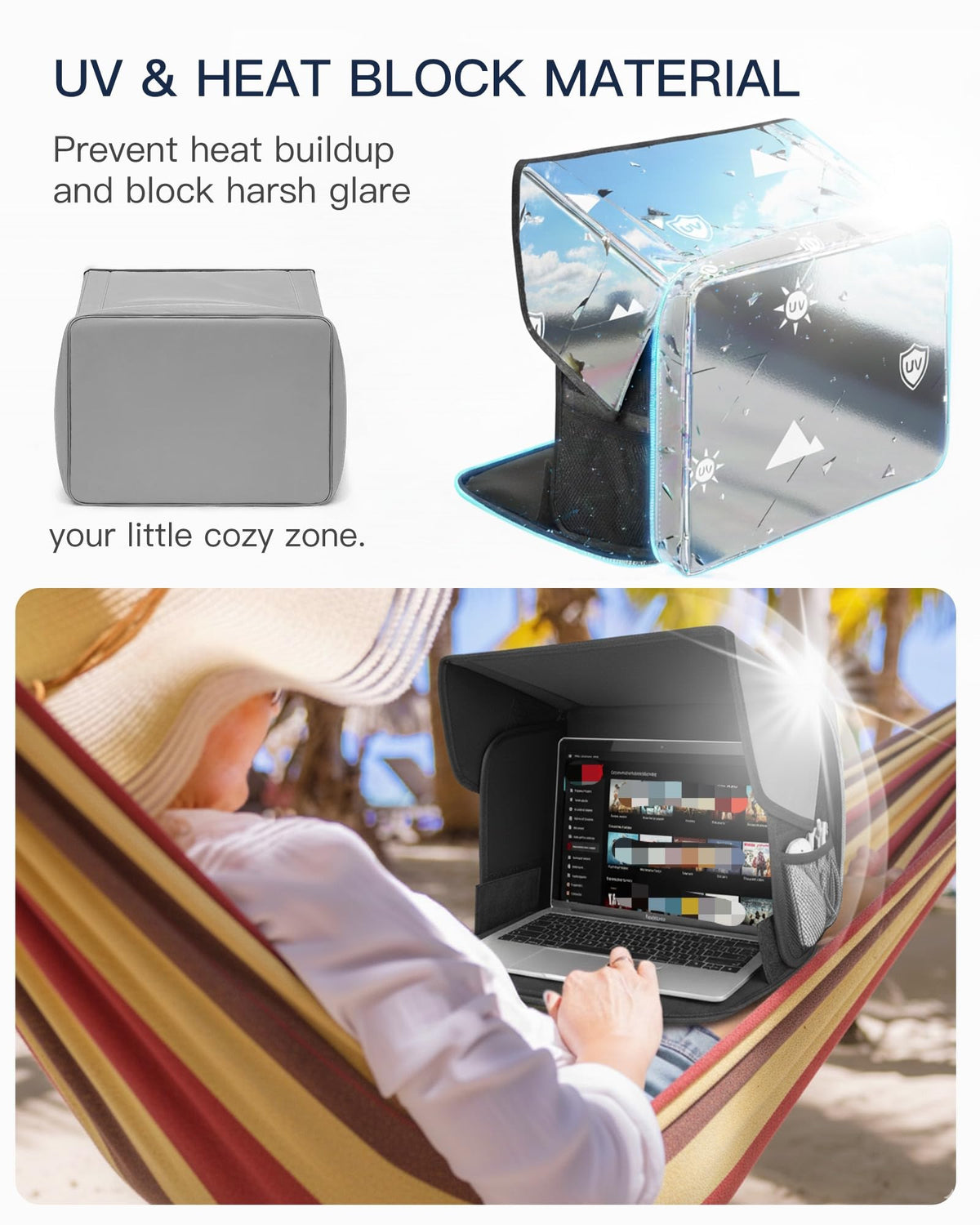 Laptop Sun Shade, Fits 13-16 inch Laptop, UV-Heat Reflective & Water-Resistant Material (additional view 1)