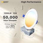 Ensenior 12 Pack 6 Inch LED Recessed Ceiling Light, 5CCT, 1200LM 12W 120V (Vecot)