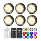 TECOMLIGHT LED Puck Lights with Remote Control - Black / 6 Pack