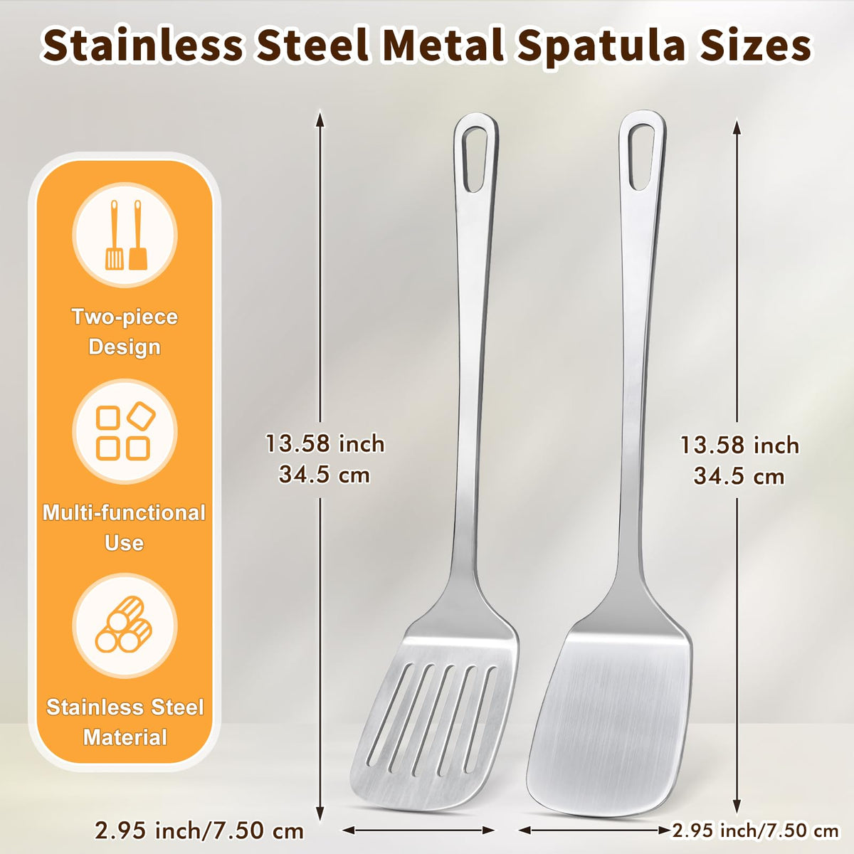 MemoGem Stainless Steel Spatula Set, Metal Solid & Slotted Turner - 1PC -Slotted Spatula view 5