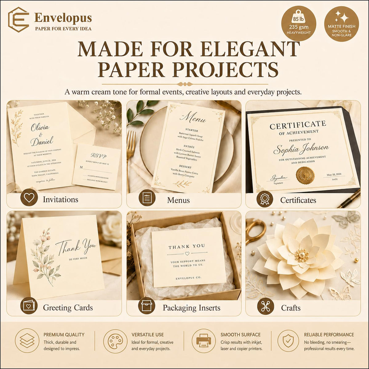 Envelopus 8.5 x 11 Cover Stock - Cream view 4