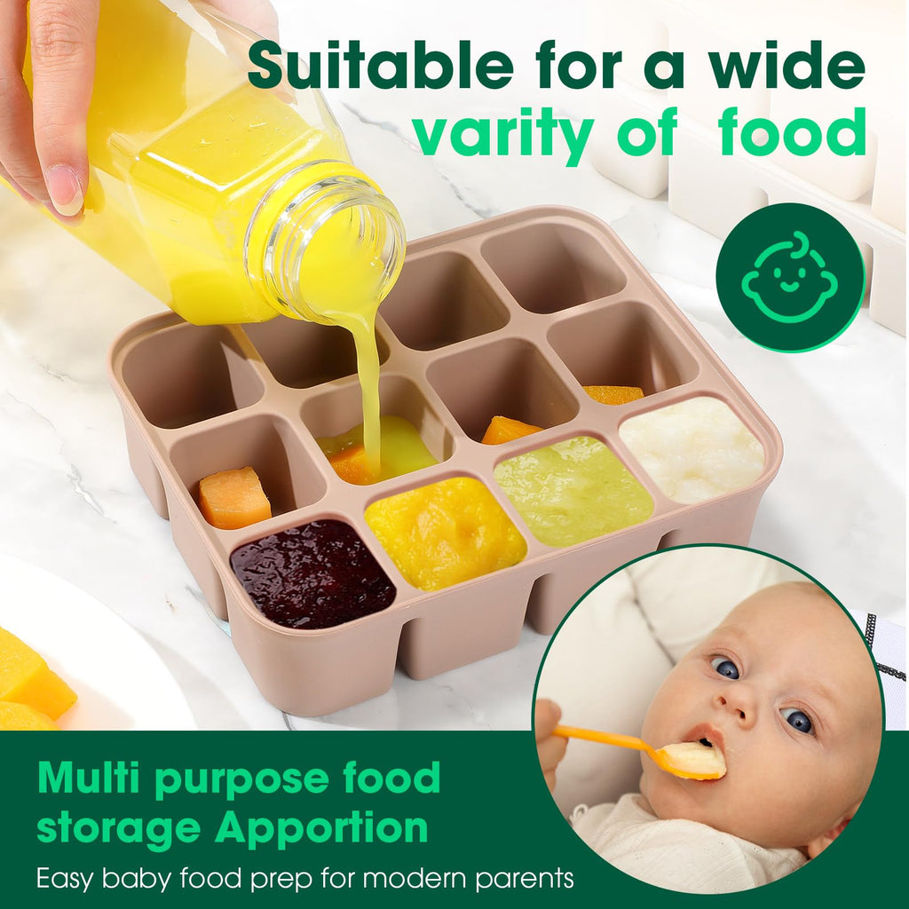 3 Pack Baby Food Freezer Tray with Lids - White, Yellow, Brown view 5