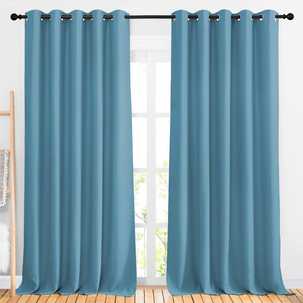 NICETOWN Room Darkening Curtains Extra Long 102 Inches - Grommet Thermal Insulated Weighted Window Drapes Sound (Pack of 2)