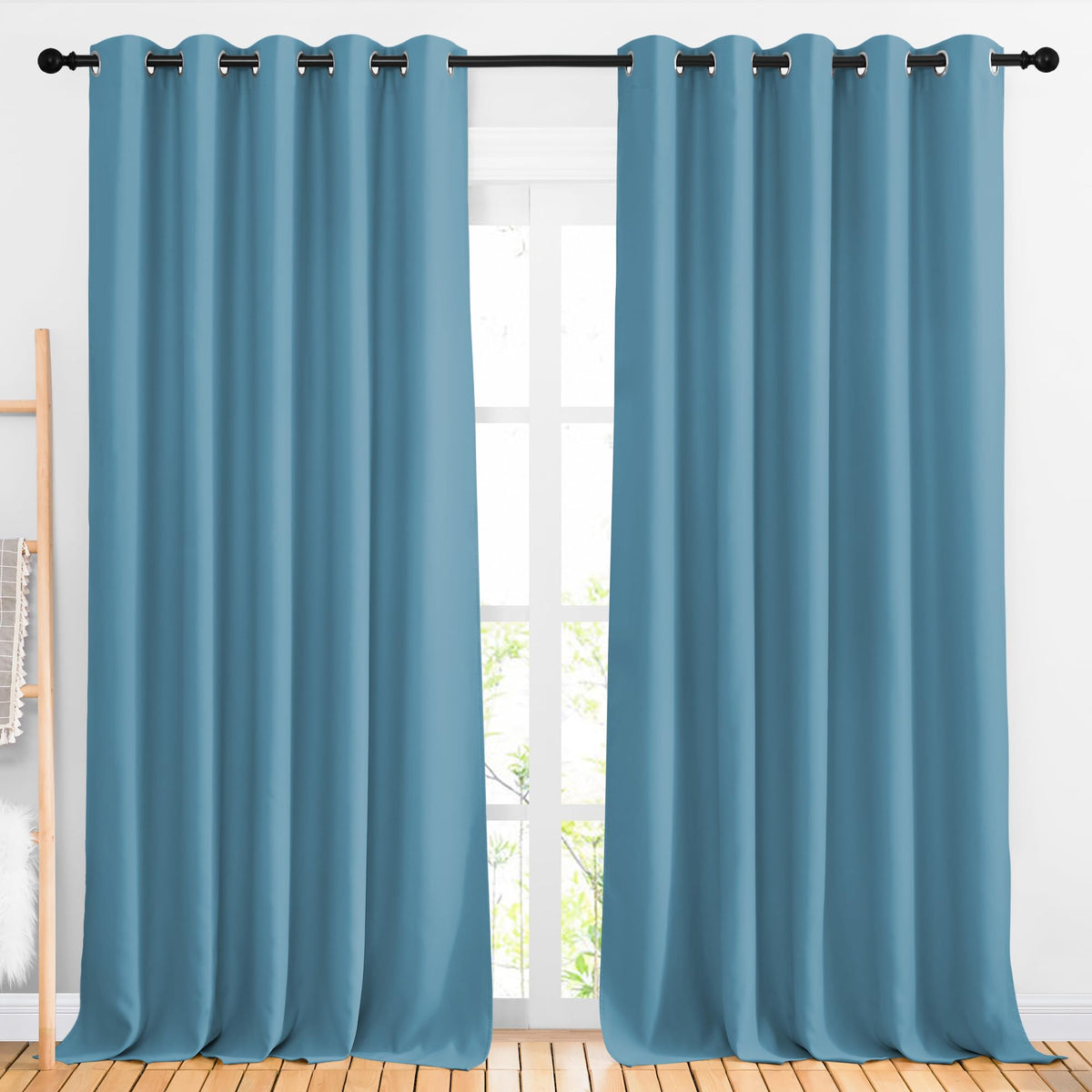 NICETOWN Room Darkening Curtains Extra Long 102 Inches - Grommet Thermal Insulated Weighted Window Drapes Sound (Pack of 2)