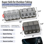 Foldable Portable 7 Day Pill Organizer 2 Times a Day, AM PM Weekly Pill Box
