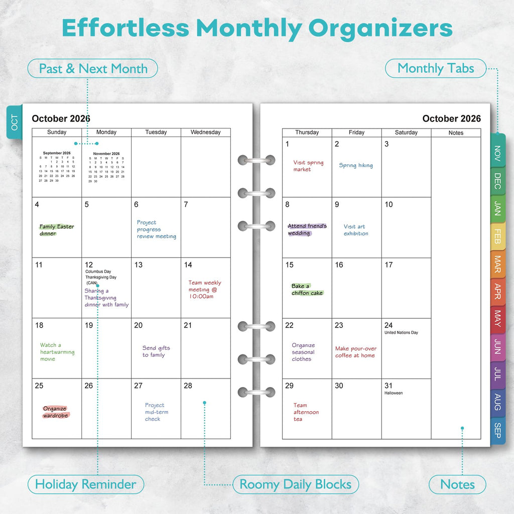 A5 Planner Inserts: 18 Months Oct 2026-Mar 2028 Weekly & Monthly Refills (additional view 2)