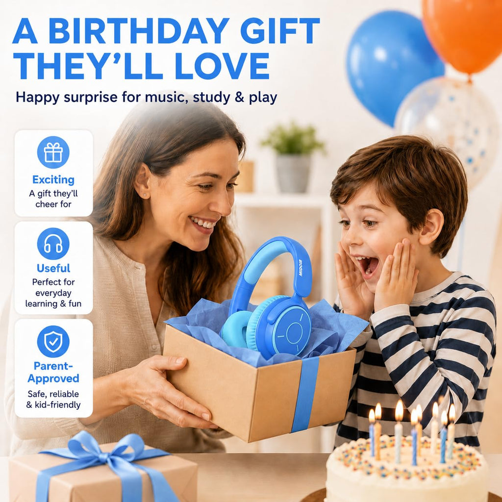 Kids Bluetooth Headphones Wireless Over-Ear,68Hrs,Volume Limit 85/94dB - Blue view 4