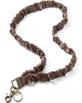 Geyoga Coffee Brown Scrunchie Teacher Lanyard for ID Badge, Stretchy Neck Key Lanyards