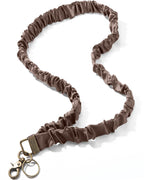 Geyoga Coffee Brown Scrunchie Teacher Lanyard for ID Badge, Stretchy Neck Key Lanyards