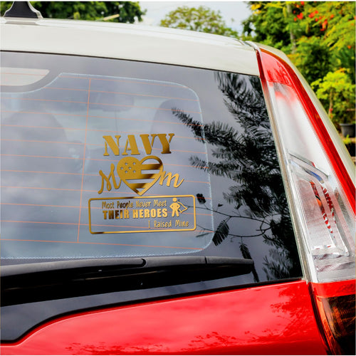 2 Pcs - (Metallic Gold 5.2'' x 4.8'') - No Background - Waterproof of Navy Mom Most (additional view 1)