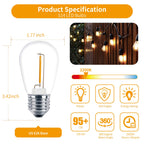 Meconard Pack S14 LED Outdoor String Light Replacement Bulbs, Warm White