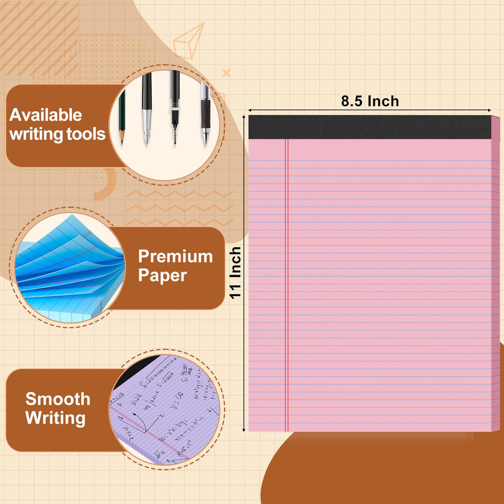 Glyanlee Legal Pads 8.5 x 11 Ruled Notepads, 50 Sheets/Pad - view 2