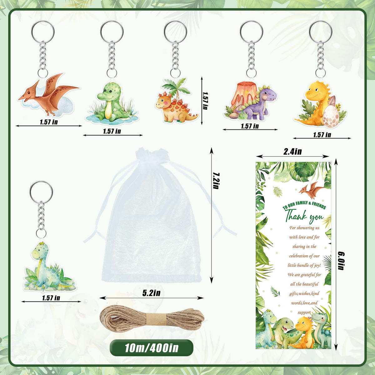 EYNDYN 145 Pieces Baby Shower Favors Ballpoint Pens and Keychains Gifts Bulk Retractable Pens Gender Reveal Cards Souvenirs - 36 / Dinosaur view 2