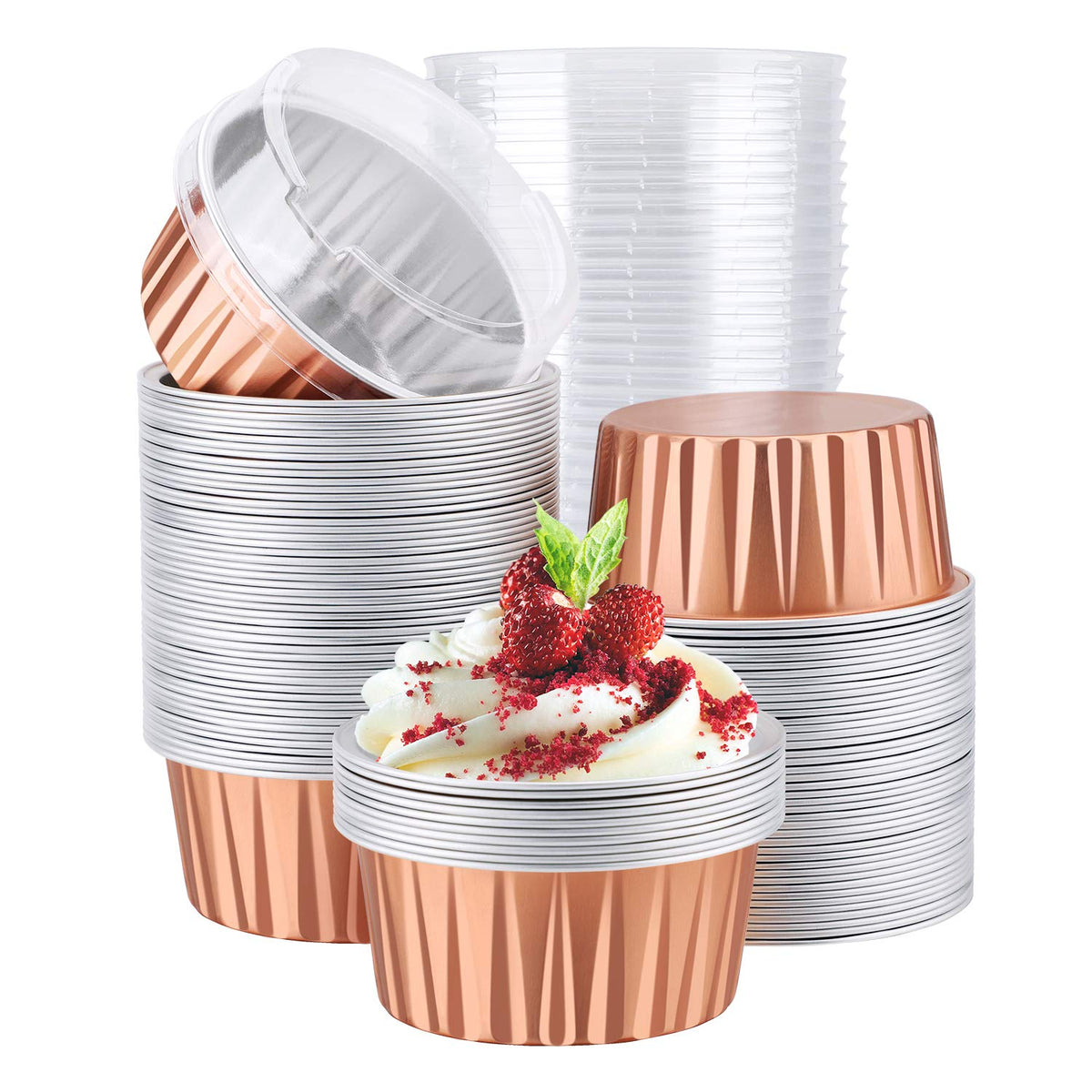 EUSOAR 5oz Baking Cups-3 - Rose Gold / 100pcs