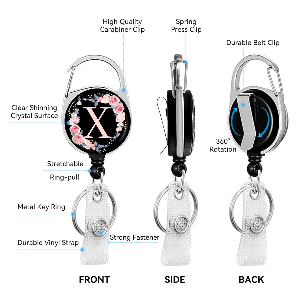 2 Pack ID Badge Holder with Clip Badge Reels Retractable Heavy Duty - 2pack-x view 3