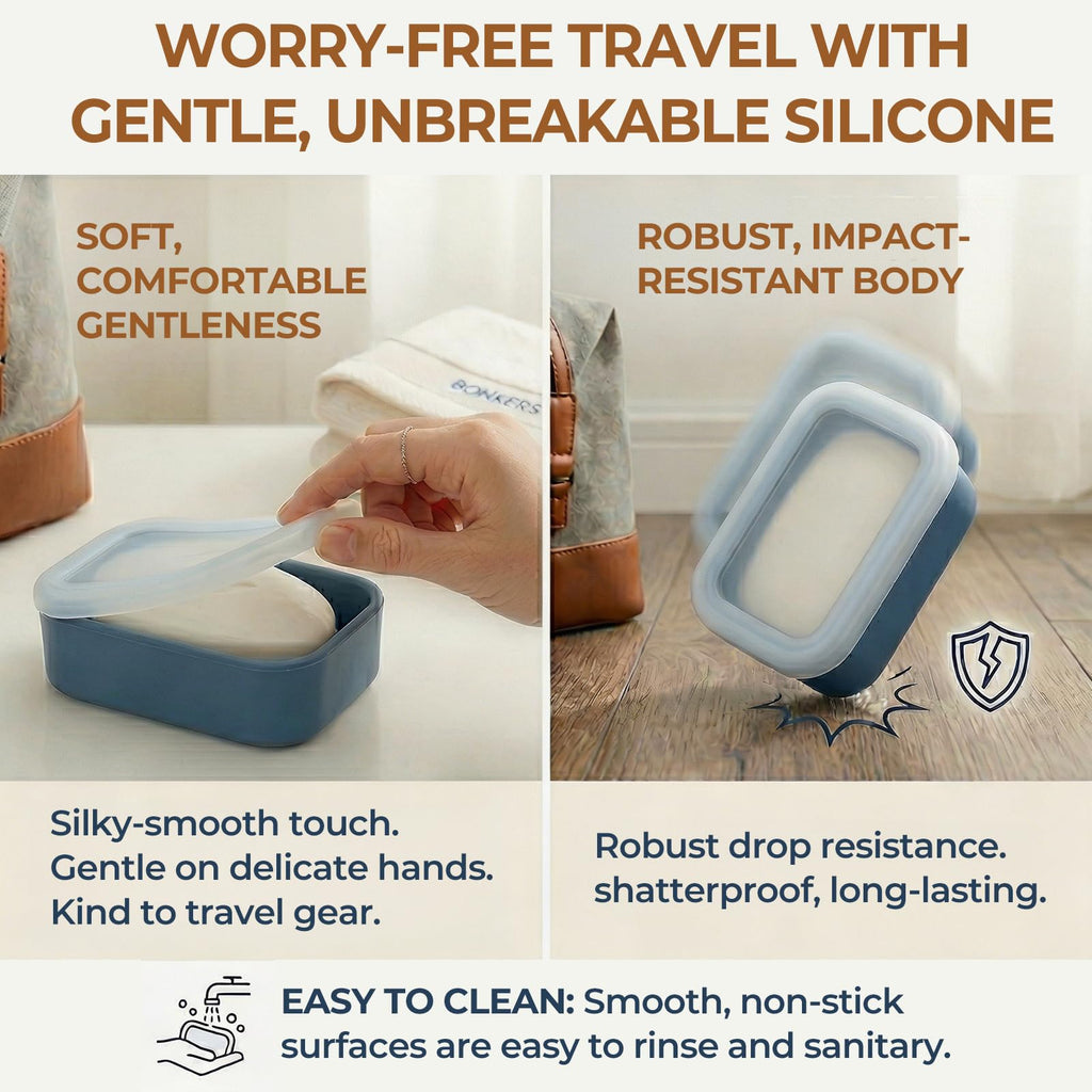 AIMAIAIMAI Travel Soap Case, Compact Silicone Travel Soap