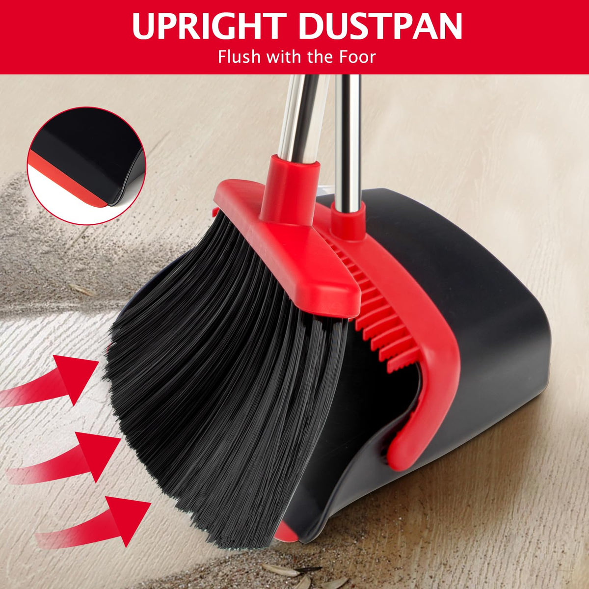 XXFLOWER Broom and Dustpan - Black Red view 4