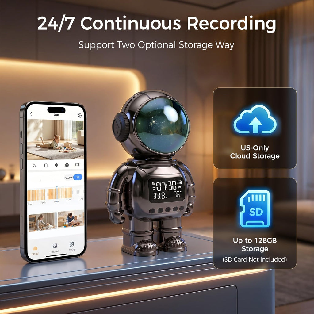Carltec Astronaut Clock Indoor Camera - Gray view 5