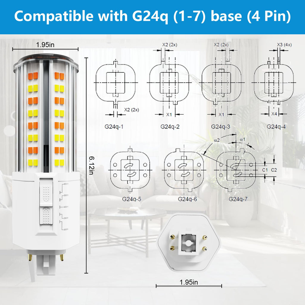 IDO G24q 4-Pin LED Bulb, 18W, 2400 Lumen - view 3