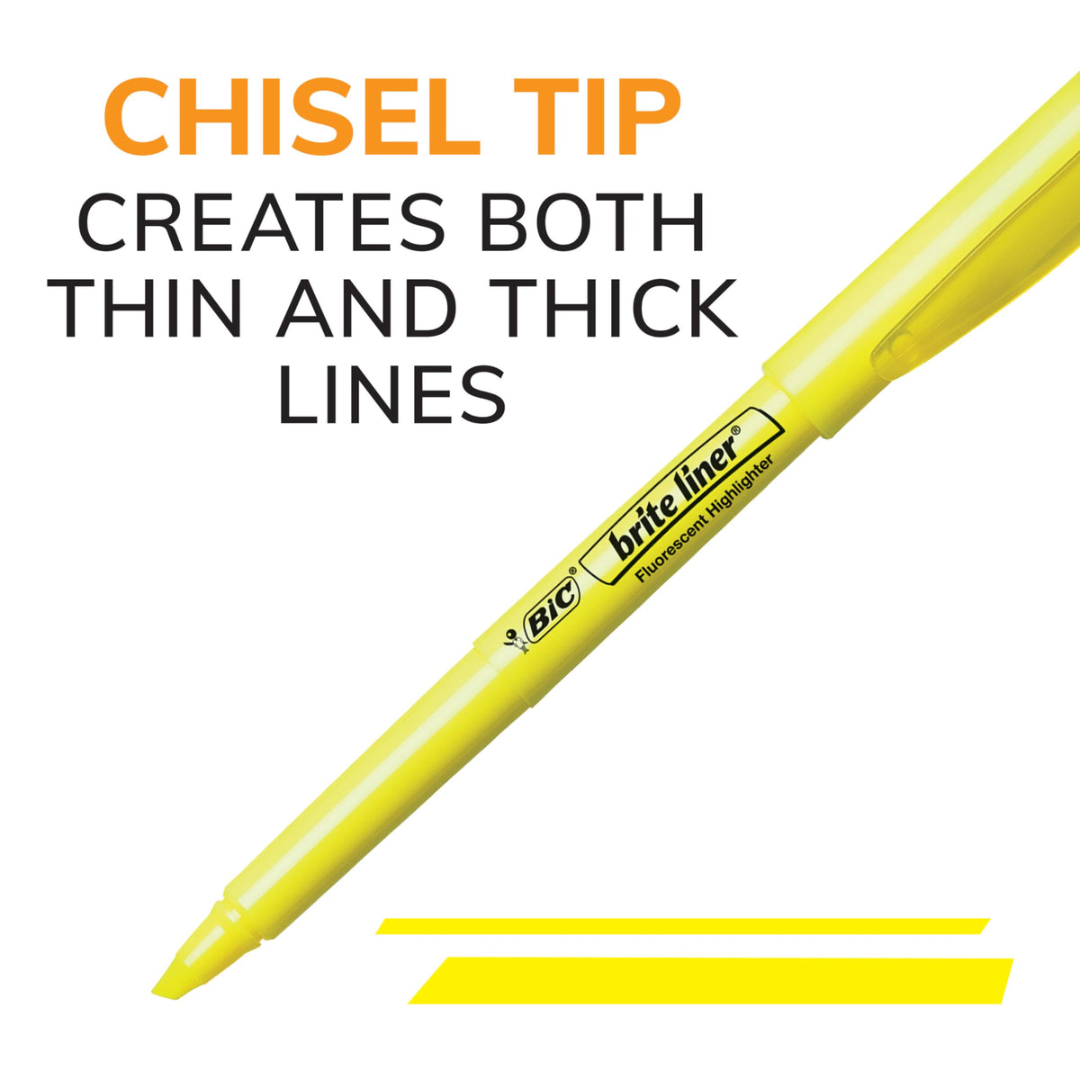 BIC Brite Liner Highlighters, Chisel Tip, 5-Count