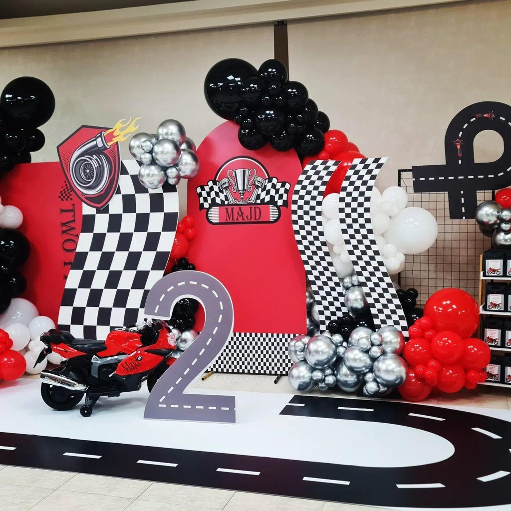 ADOINBY Balloons Arch Kit - Red and Black Silver view 2