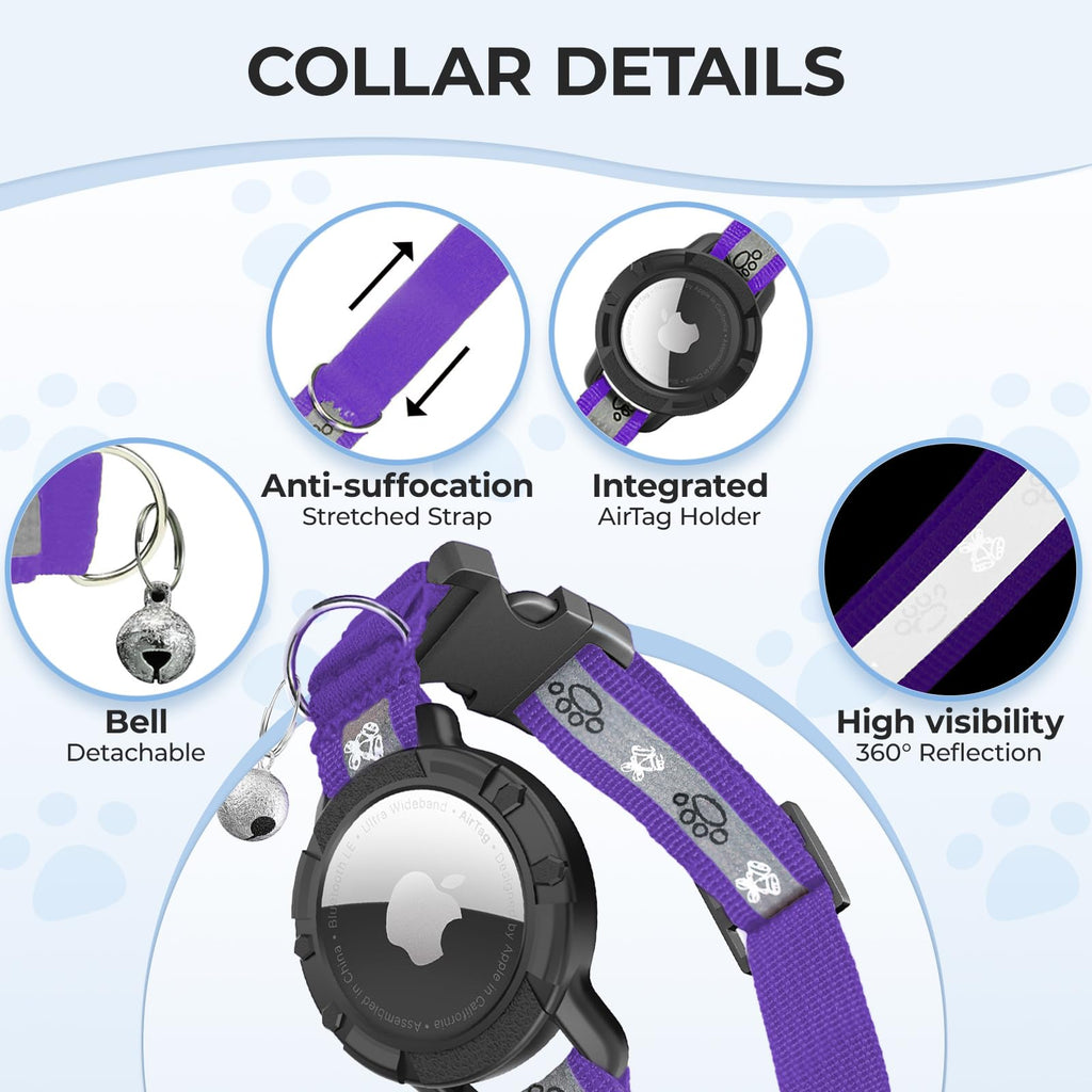 AirTag Cat Collar, Reflective Cat