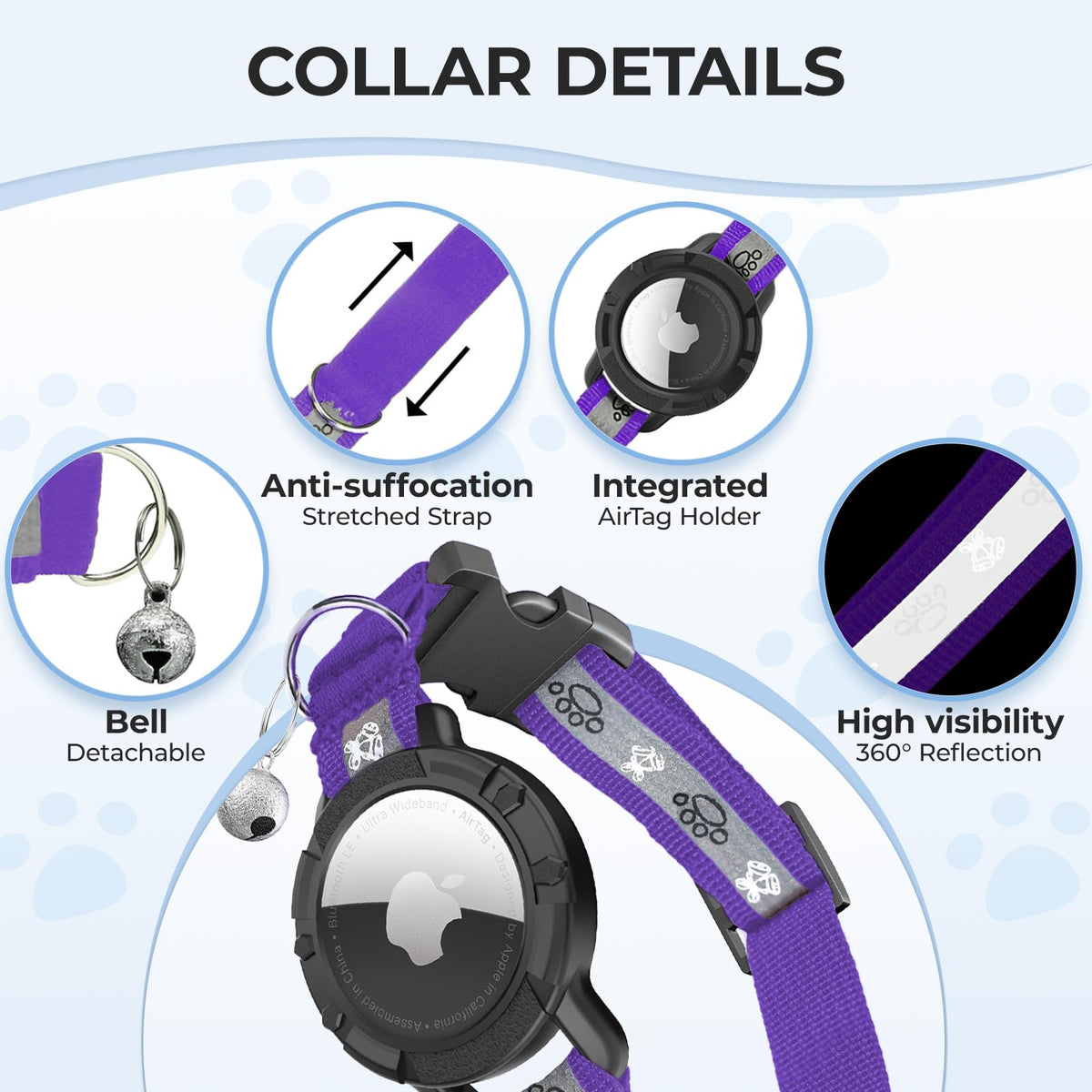 AirTag Cat Collar, Reflective Cat