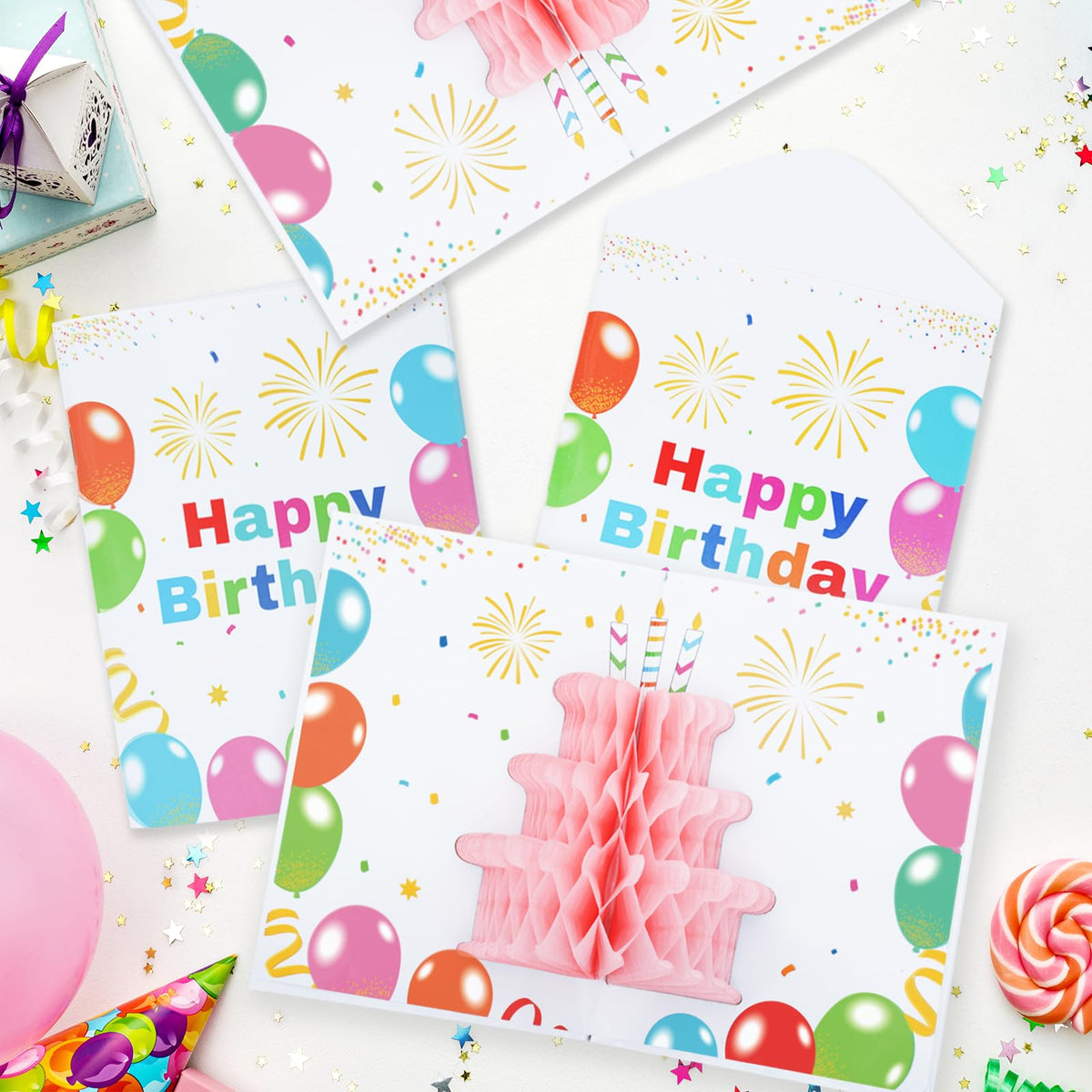 Marhpveua 6 Slots 3D Honeycomb Birthday Money Card Holder - Colorful view 2
