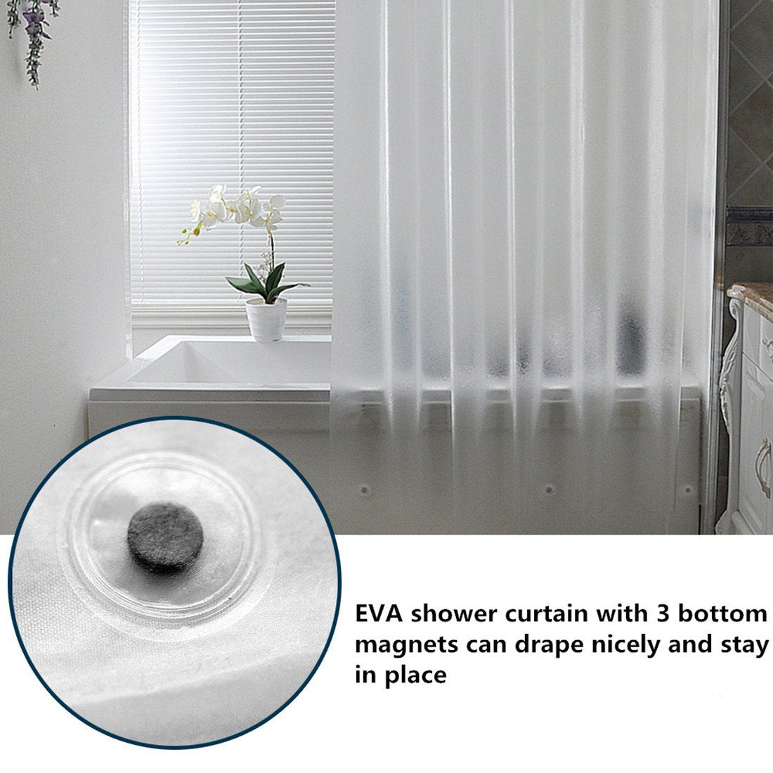 AooHome 72x96 Inch Extra Long Shower Curtain, Eva Frosted Shower Curtain Liner with 5 (additional view 2)