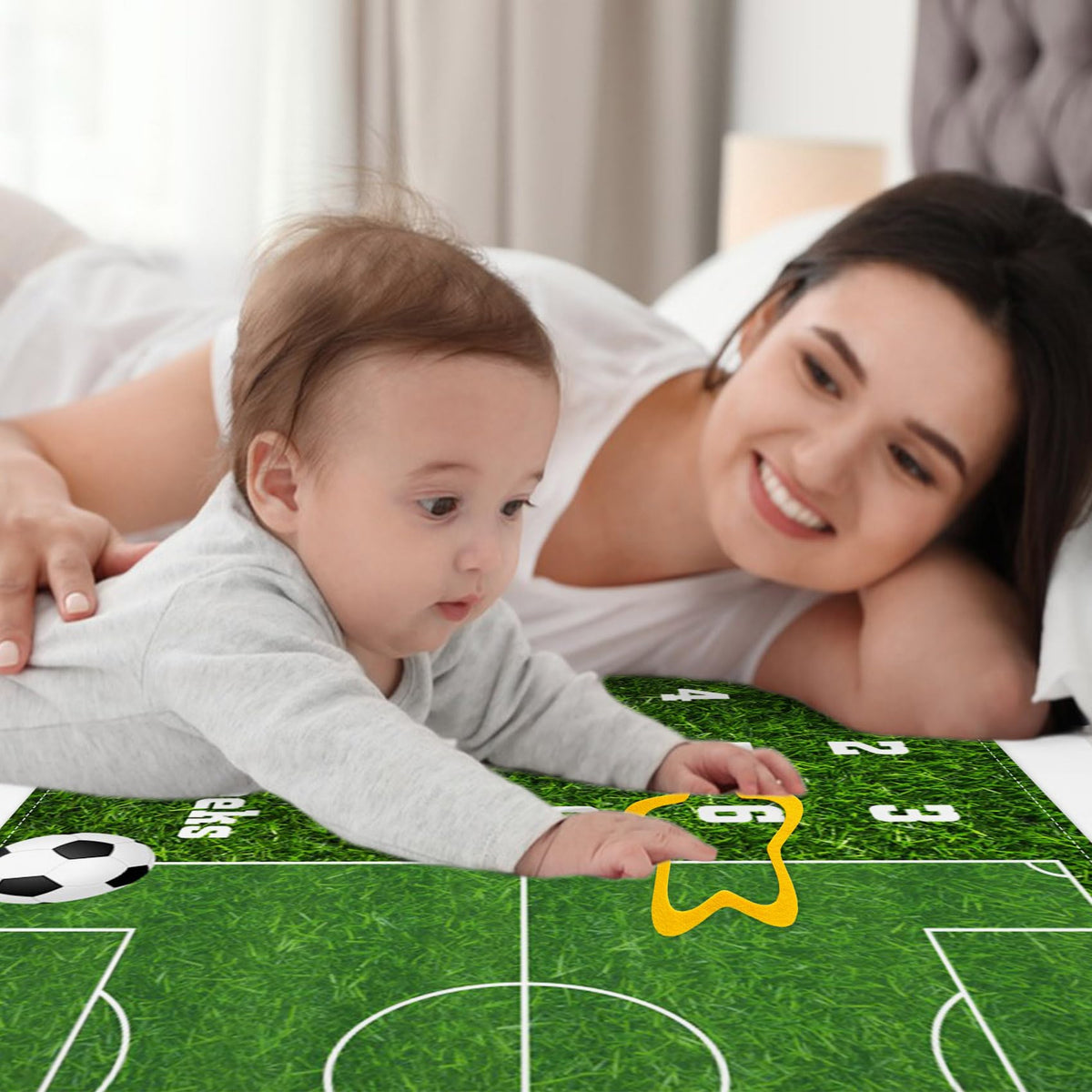 CSFOTO Soccer Theme Baby Monthly Milestone Blanket Football Sports Nursery Decor (additional view 1)
