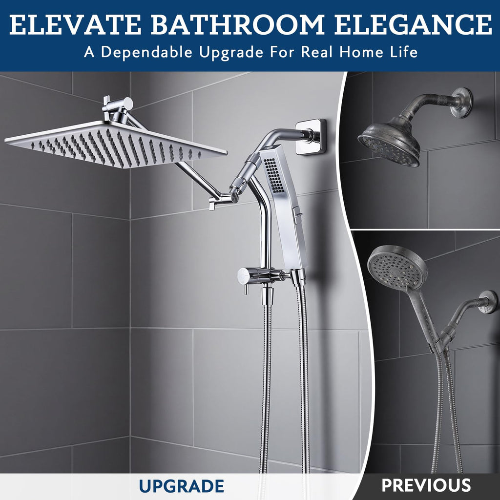 G-Promise Inch All Metal Rain Shower Head with Handheld
