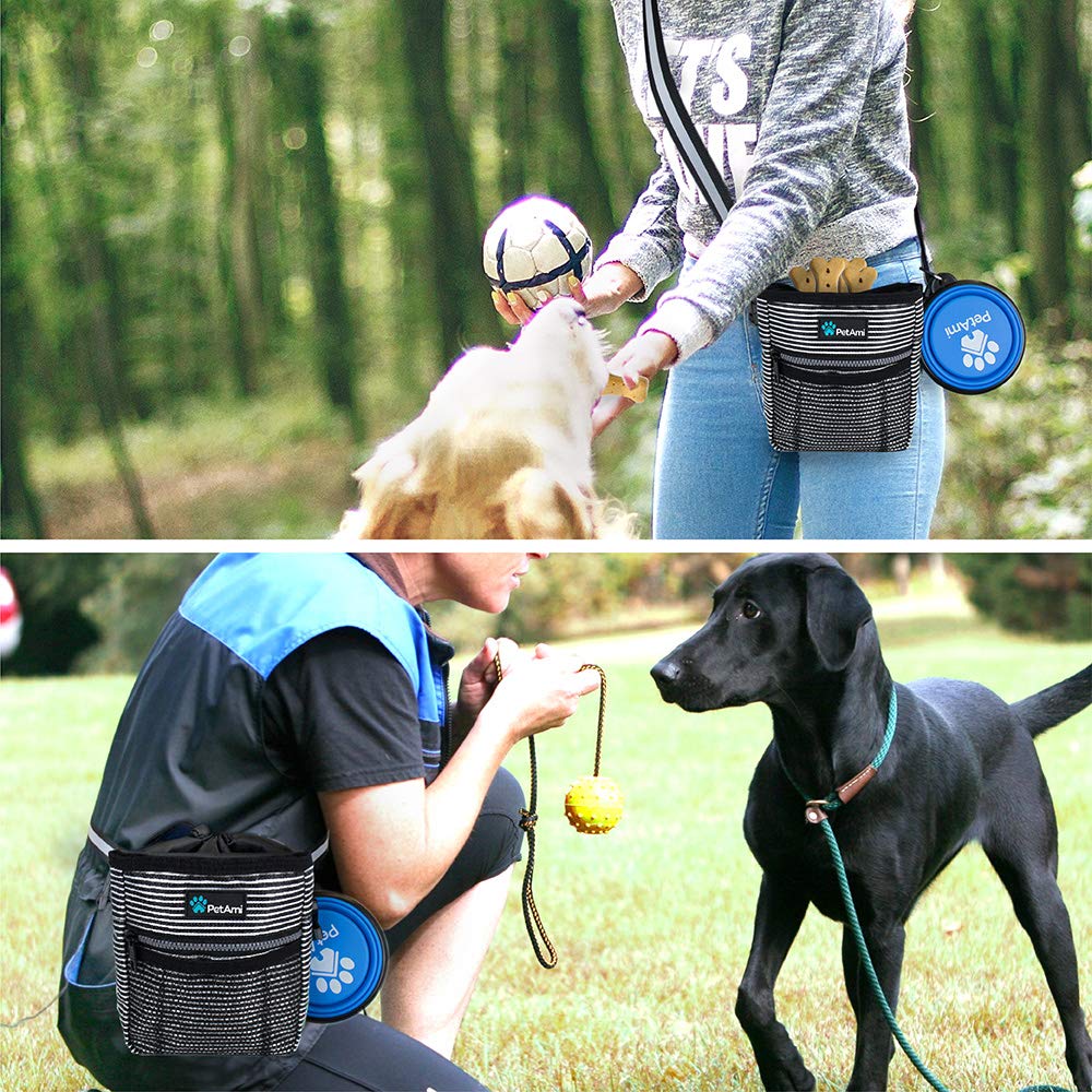 PetAmi Hands Free Dog Treat Pouch for Training and Walking - Black Stripes view 4