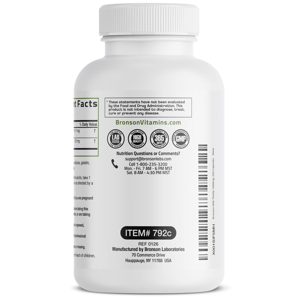 Bronson Milk Thistle Silymarin Marianum & Dandelion Extract - 250 Count (Pack of 1) view 6