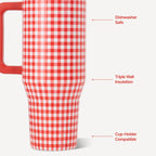 HydroJug Traveler 40oz, Insulated Tumbler with Handle & Straw, Summer Picnic