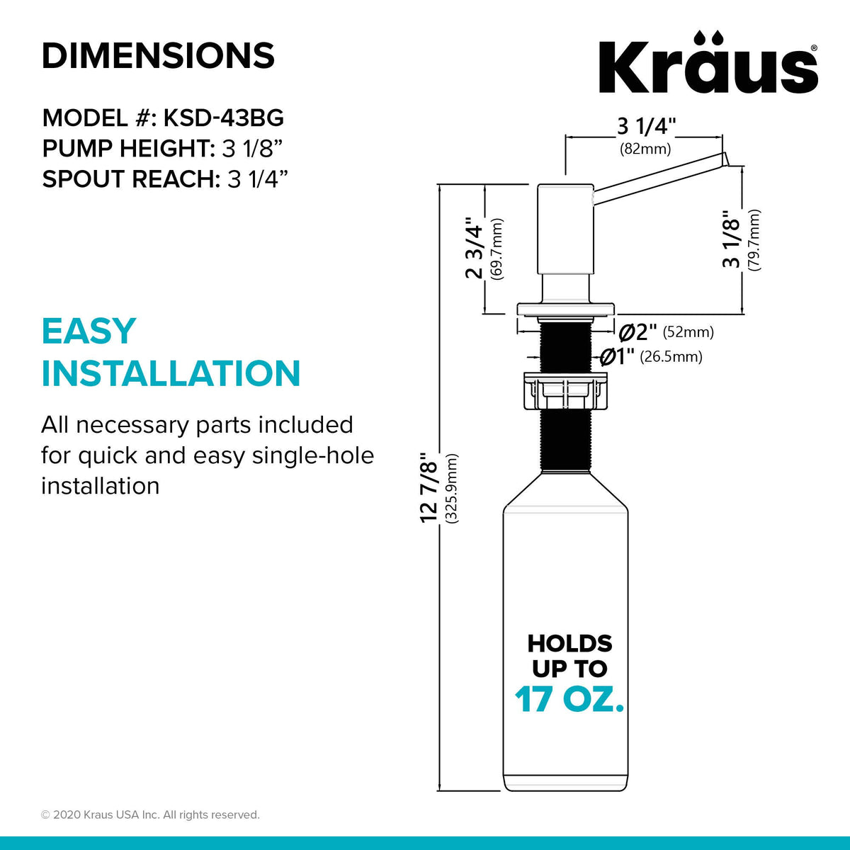 KRAUS Kitchen Soap Dispenser KSD-43 - Brushed Gold view 5