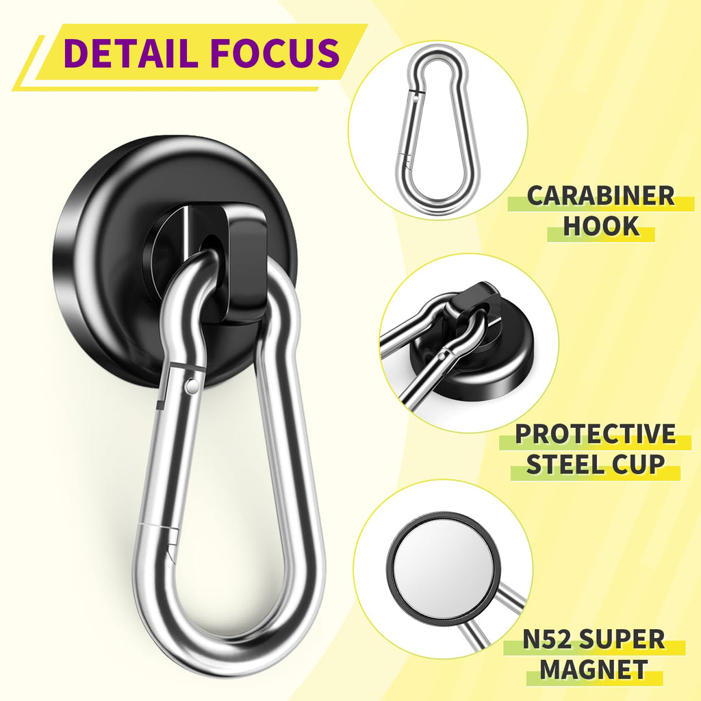 Niuknow Magnetic Hooks with Swivel Carabiner - Black / 0.98 in view 4
