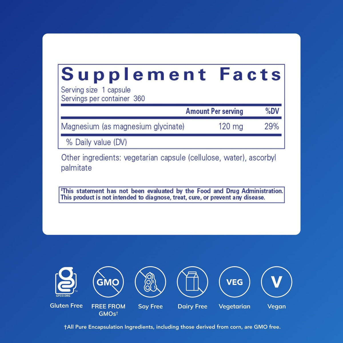Pure Encapsulations Magnesium (Glycinate), 360 Capsules (MG3)