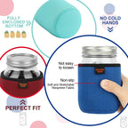 Desing Non-slip Cozy Insulated Glass Jars Protector Holder Sleeves - 16 oz Sleeves (3.0 x 3.7 In) - Black/Red/Blue/Cyan view 2