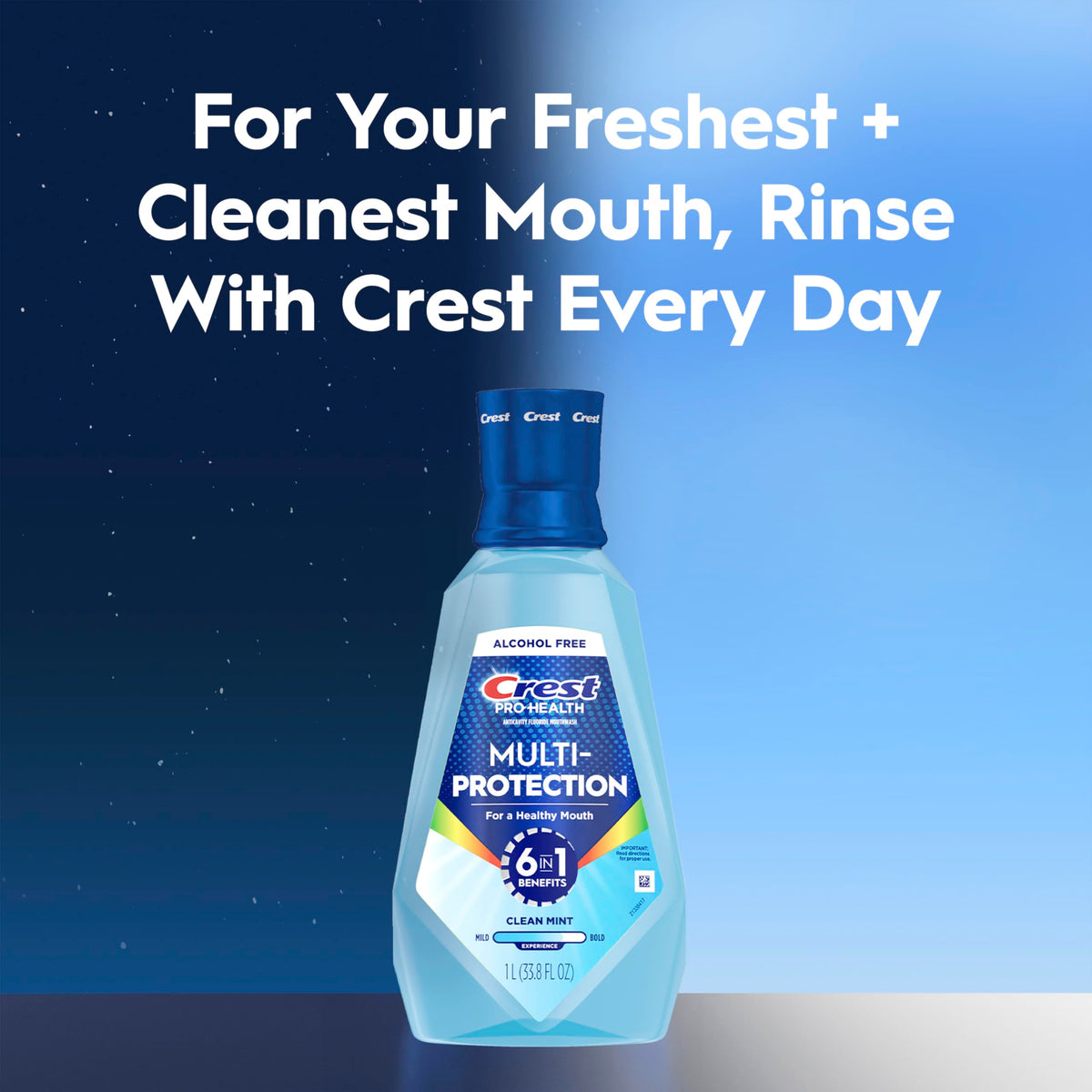Crest Mouthwash Pro Health Multi-Protection, 1L, 2 Pack, 6-in-1 Benefits, Alcohol Free, Enamel Repair, Breath