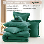 MUXHOMO 7 Pieces Comforter - Emerald Green / Queen(88"x 88") view 4