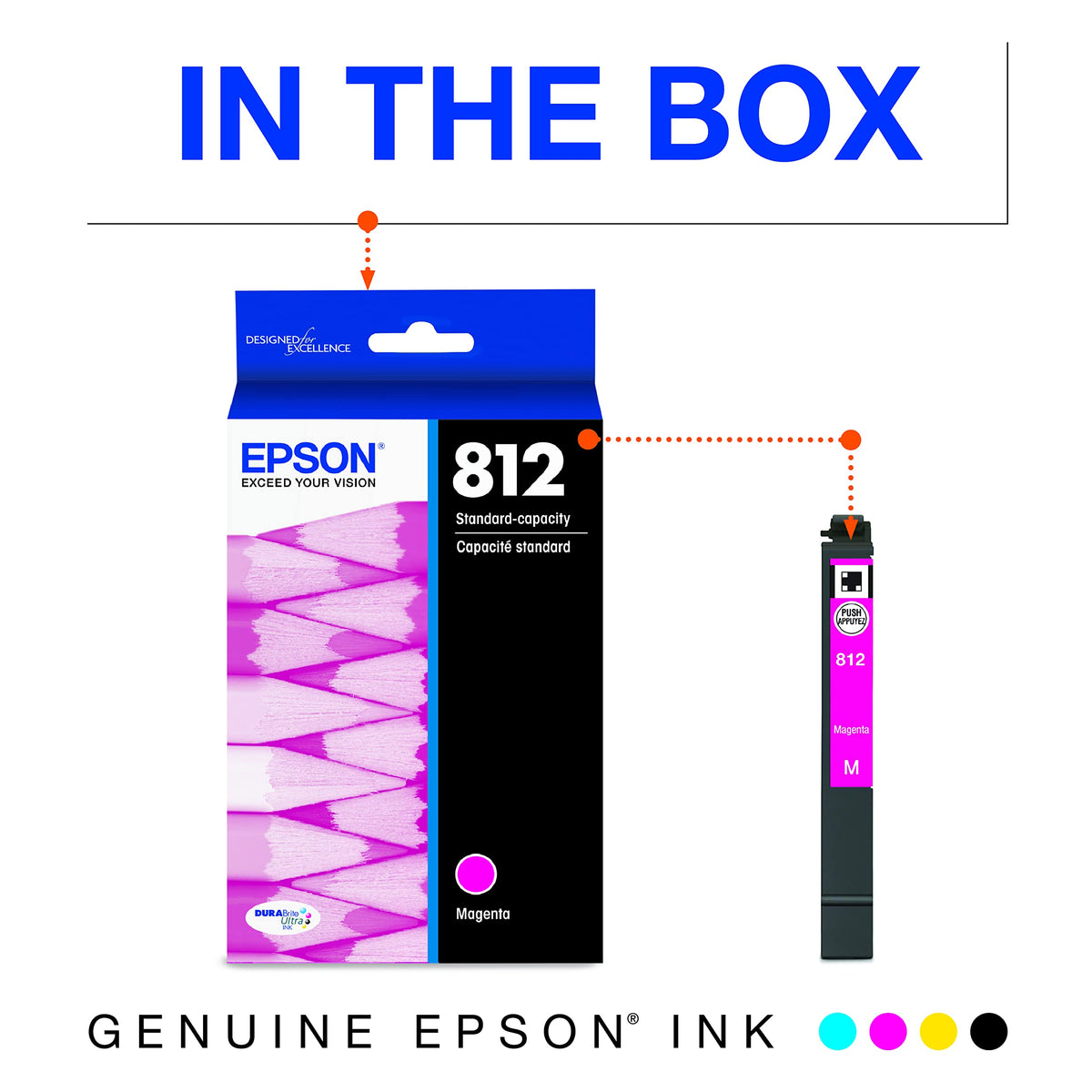 Epson T812 DURABrite Ultra Ink Standard Capacity Magenta Cartridge (T812320-S) for Select Workforce Pro Printers (Pack (Pack of 2)