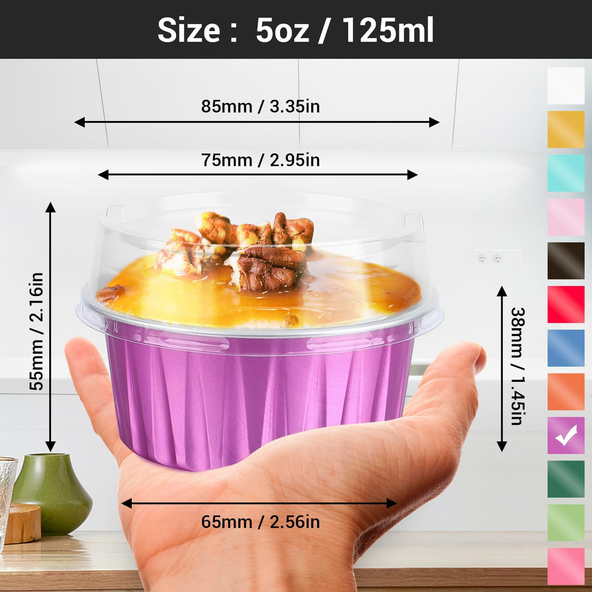EUSOAR 5oz Baking Cups-3 - Rose Red / 50pcs view 1