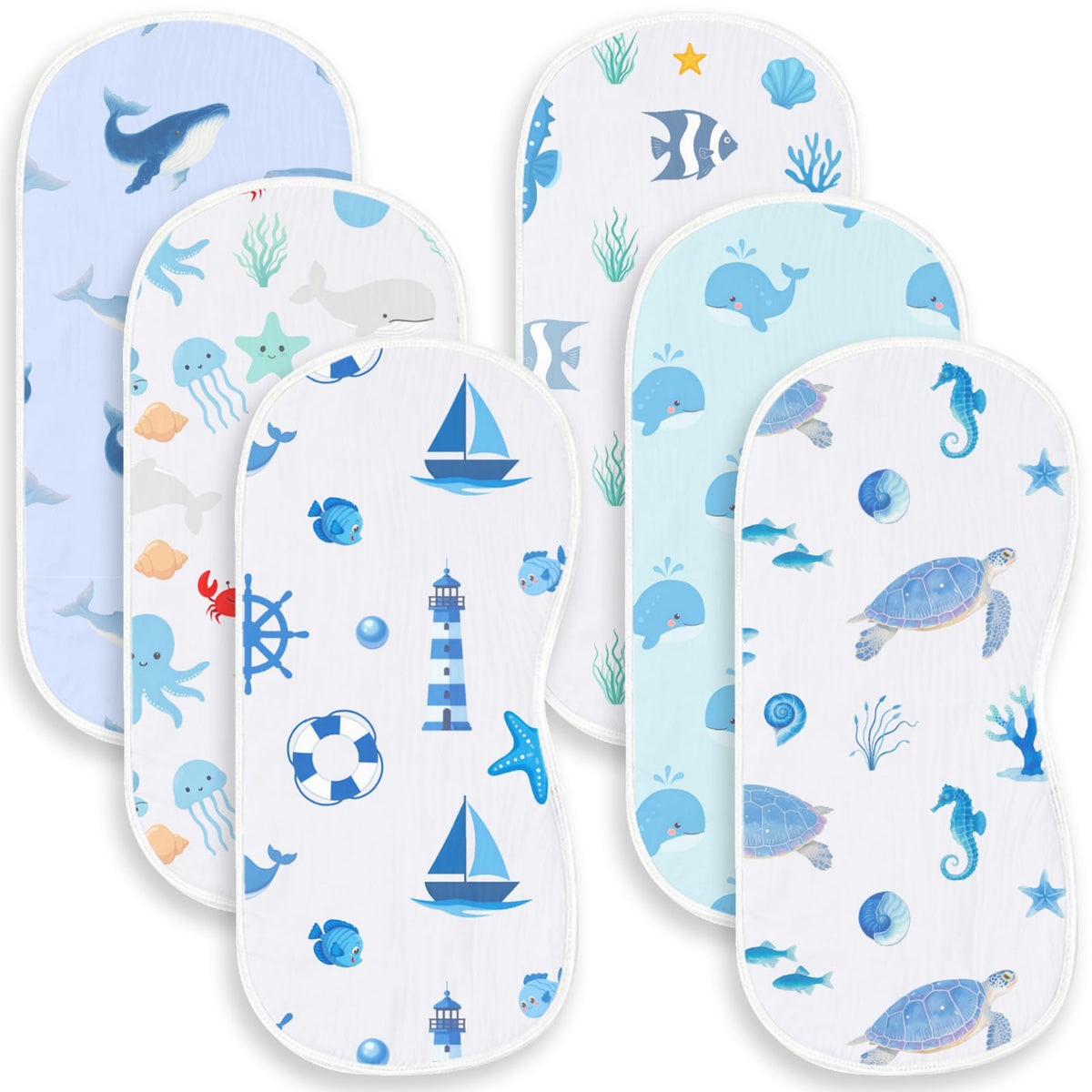 Spriggenix Burp Cloths Baby Boys Girls - Blue Ocean