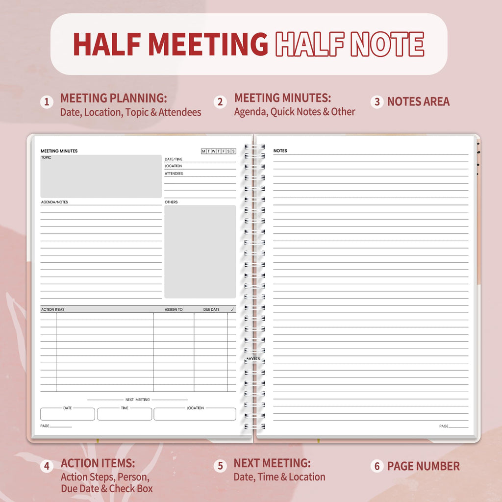 SUNEE Half Meeting Half Note - Professional Notebook for Work