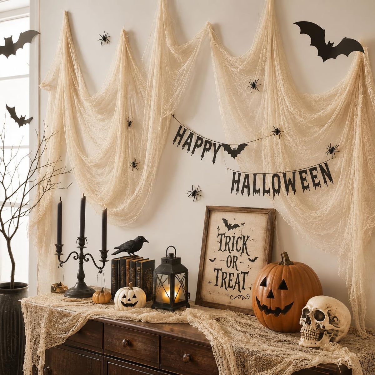 Qtisky Halloween Gauze Creepy Cloth