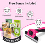 MIU COLOR Pet Grooming Brush Deshedding Tool for Dogs & Cats - Hot Pink / Short and Medium Hair view 5