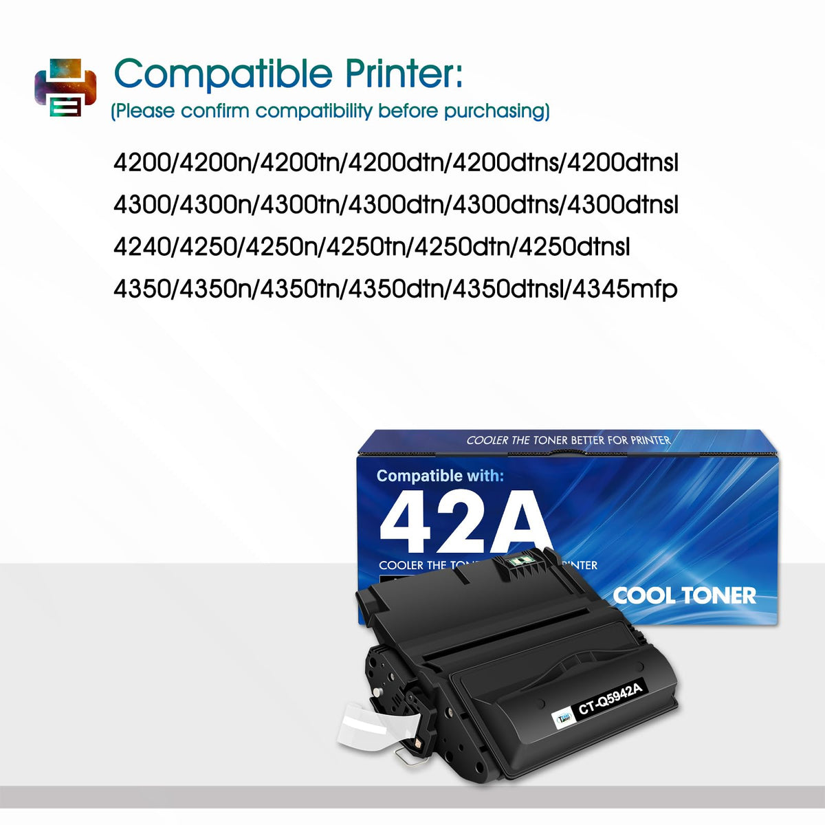 Q5942A 42A Black Toner Cartridge 1-Pack for HP 42X Q5942X Q1338A Q1338X (additional view 1)