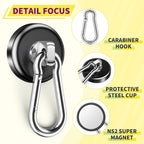Niuknow Magnetic Hooks with Swivel Carabiner - Black / 1.26 in view 4