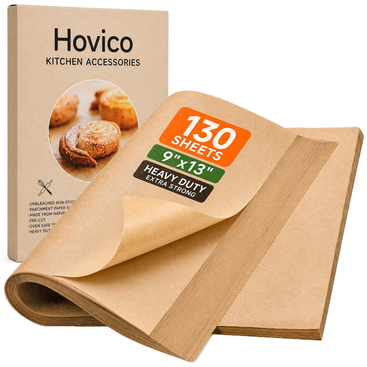 Hovico 130PCS Parchment Paper Baking Sheets - Original 9" x 13"